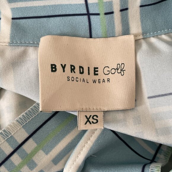 Byrdie Golf Women's Hayden Dress XS Blue Check Plaid Mini Tie Waist Sleeveless - Picture 5 of 7